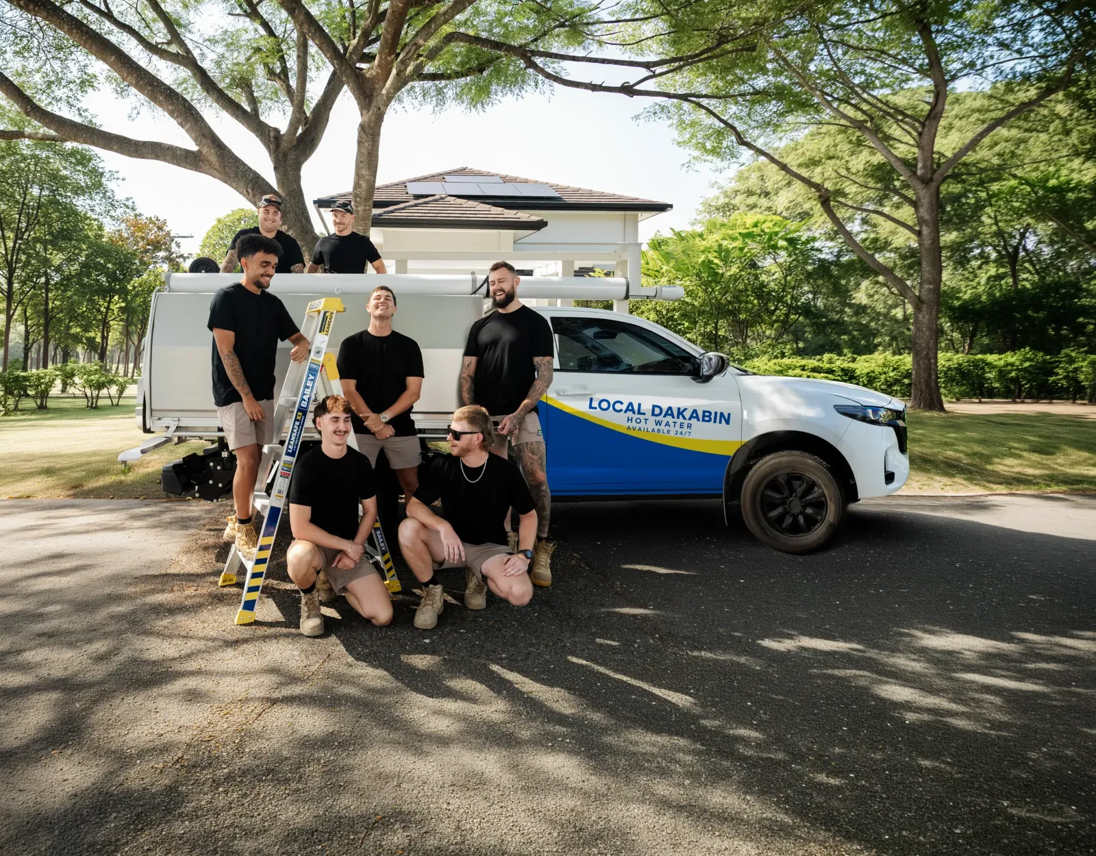 Local Dakabin Hot Water team and ute